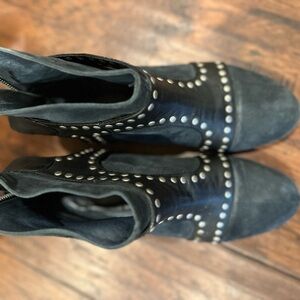Studded Black Leather Ankle Booties